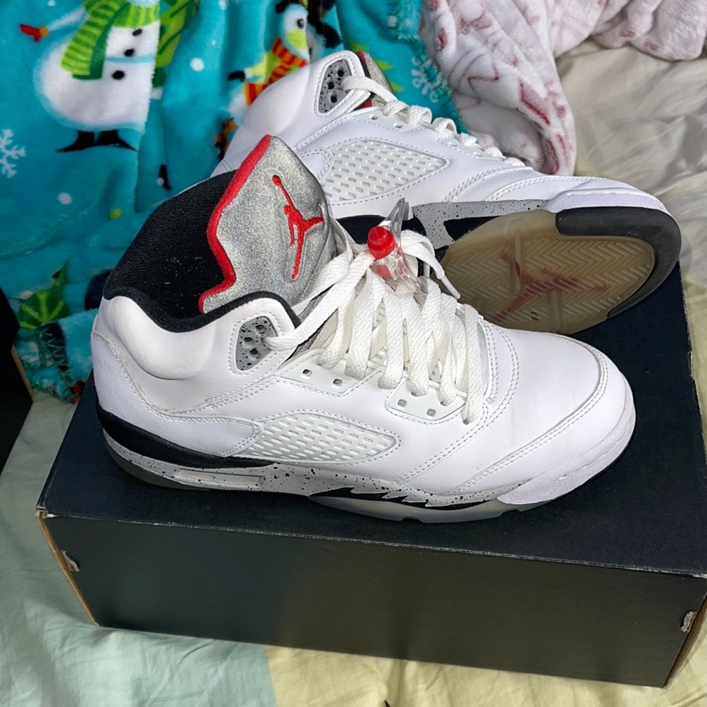 Air Jordan 5 retro BG white university, red/black